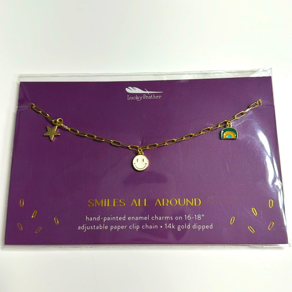 14k Gold Dipped Paper Clip Chain with Hand Painted Enamel Charms